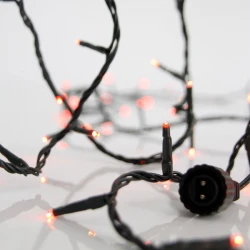 100 LED Σε Σειρά Επεκτεινόμενα Με Πράσινο Καλώδιο Αδιάβροχα IP44 Κόκκινο