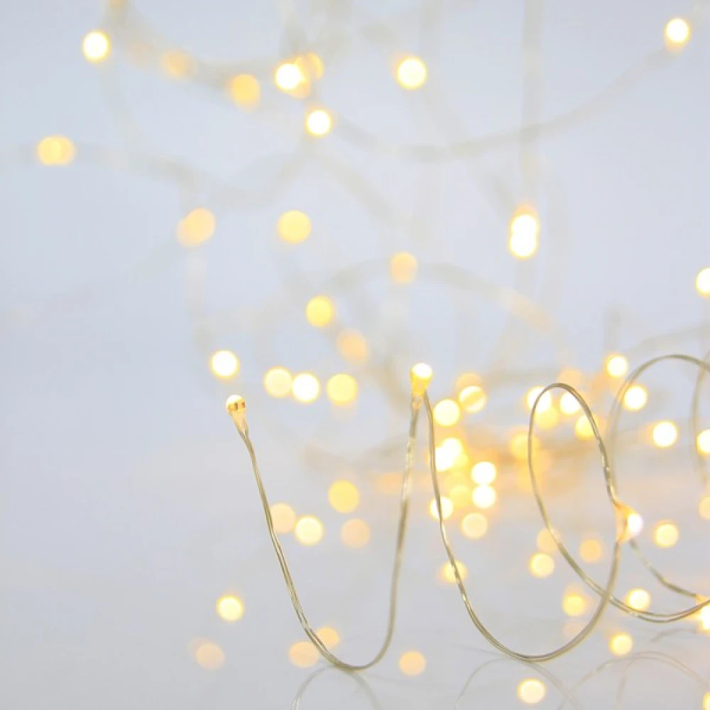 ΣΕΙΡΑ, 300 MINI LED, ΣΤΑΘΕΡΟ ΜΕ ΑΣΗΜΙ ΧΑΛΚΙΝΟ ΚΑΛΩΔΙΟ, ΘΕΡΜΟ ΛΕΥΚΟ LED ΑΝΑ 10cm, ΠΡΟΕΚΤΑΣΗ ΠΑΡΟΧΗΣ 5m, ΙΡ44