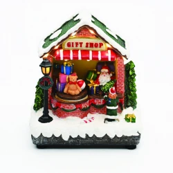 Χριστουγεννιάτικο Φωτιζόμενο Διακοσμητικό Χωριό Μπαταρίας με Μουσική 17.5x16x10.5cm