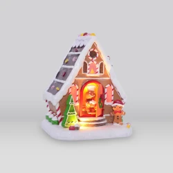 Χριστουγεννιάτικο Σπιτάκι Gingerbread LED με Κινούμενη Πόρτα και Μουσική – 155 × 161 × 186 mm ACA