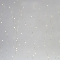 400 LED ΛΑΜΠΑΚΙΑ ΚΟΥΡΤΙΝΑ ΘΕΡΜΟΥ ΛΕΥΚΟΥ ΦΩΤΙΣΜΟΥ ΜΕ ΑΣΗΜΙ ΚΑΛΩΔΙΟ ΧΑΛΚΟΥ, (H200 x W190cm, 16 ΣΕΙΡΕΣ x 25 LED) IP44