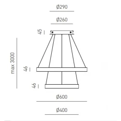 LED Κρεμαστό Φωτιστικό Αλουμινίου Δίφωτο Κυκλικό Χρυσό 100W CRISEIDE S/2P - GEA LUCE