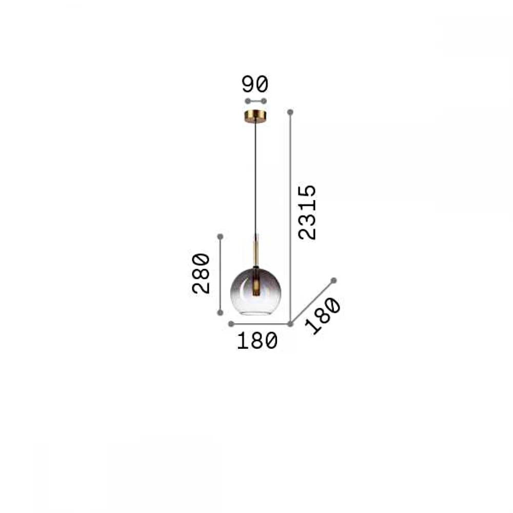 Φωτιστικό Οροφής Φ18x51,5cm 1xG9 28W Χρυσό-Γκρι Empire sp1 sfera - IDEAL LUX