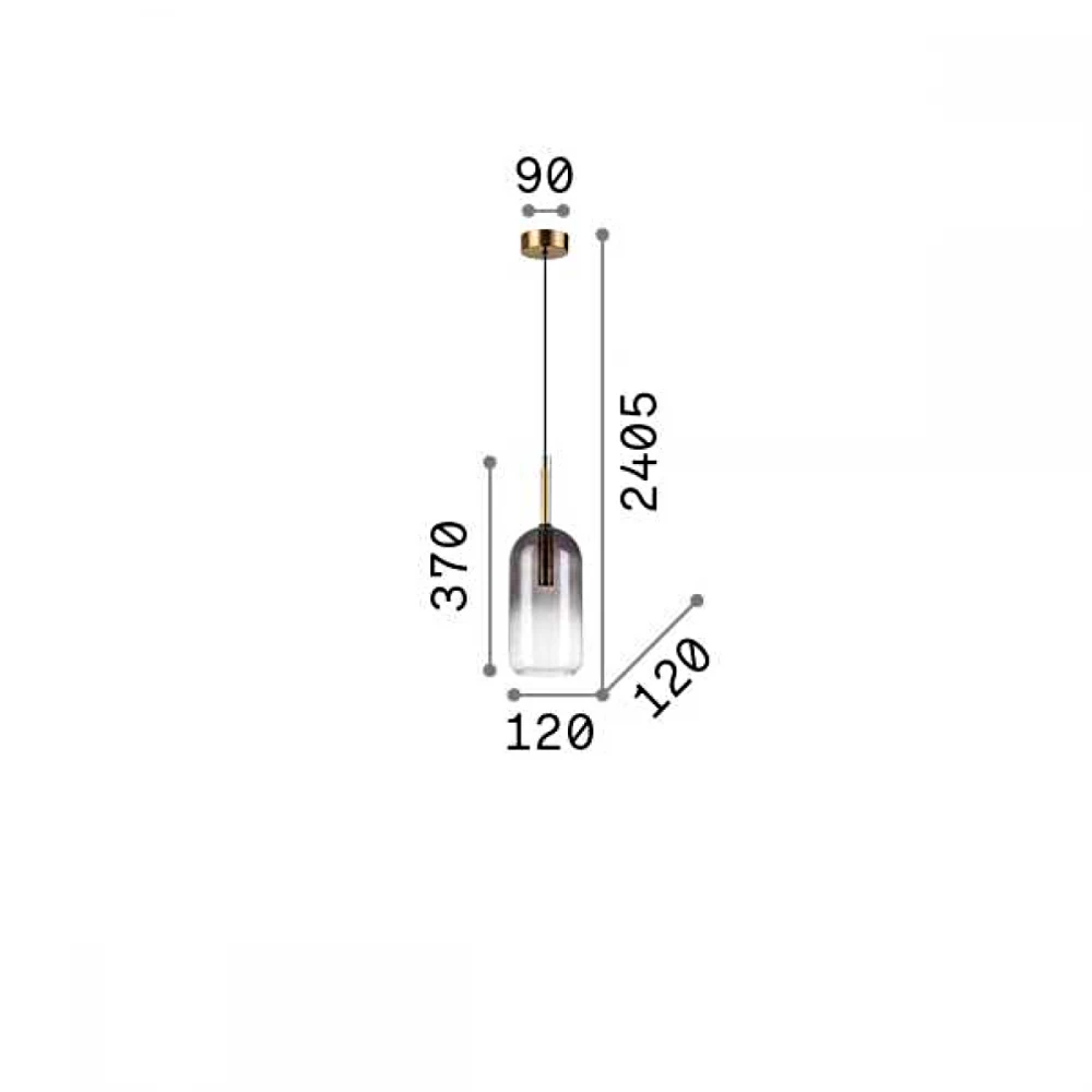 Φωτιστικό οροφής κρεμαστό με γυαλί φιμέ ντεγκραντέ ∅12cm Empire sp1 cilindro - IDEAL LUX