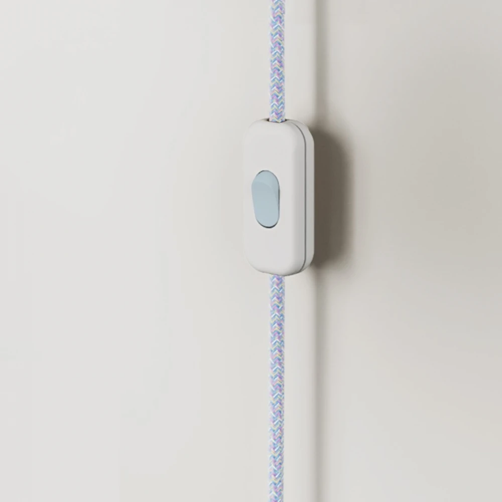 Ξύλινο Φωτιστικό Τοίχου με Κρεμαστό Μεταλικό Απαλό Γαλάζιο Ντουί Με Λάμπα