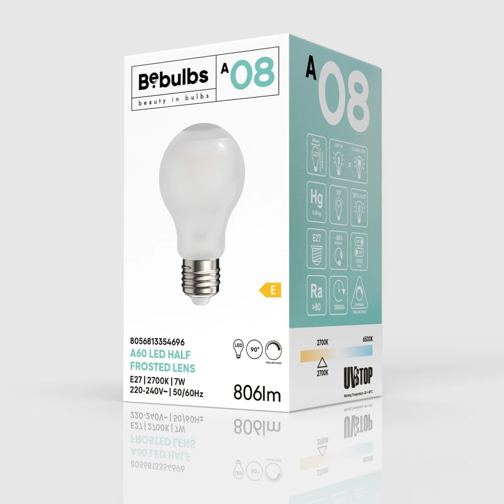 Λάμπα LED Spot με εφέ προβολέα A60 7W 806Lm 2700K dimmable - A08