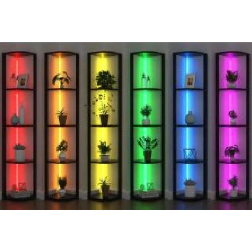 Φωτιστικό LED και Ραφιέρα Δαπέδου HOUSTON Μαύρο- Atman