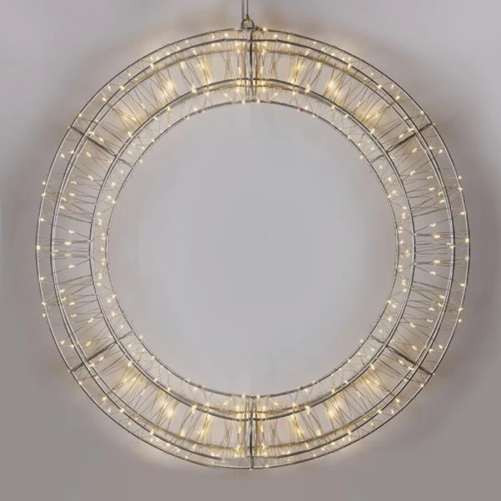 ΣΤΕΦΑΝΙ 70cm, 600 LED, 12V ΜΕΤΑΣΧΗΜΑΤΙΣΤΗ, TIMER, ΑΣΗΜΙ ΜΕΤΑΛΛΙΚΟΣ ΣΚΕΛΕΤΟΣ, ΑΣΗΜΙ ΧΑΛΚΙΝΟ ΚΑΛΩΔΙΟ, ΘΕΡΜΟ ΛΕΥΚΟ LED, ΠΡΟΕΚΤΑΣΗ ΠΑΡΟΧΗΣ 5m, IP44