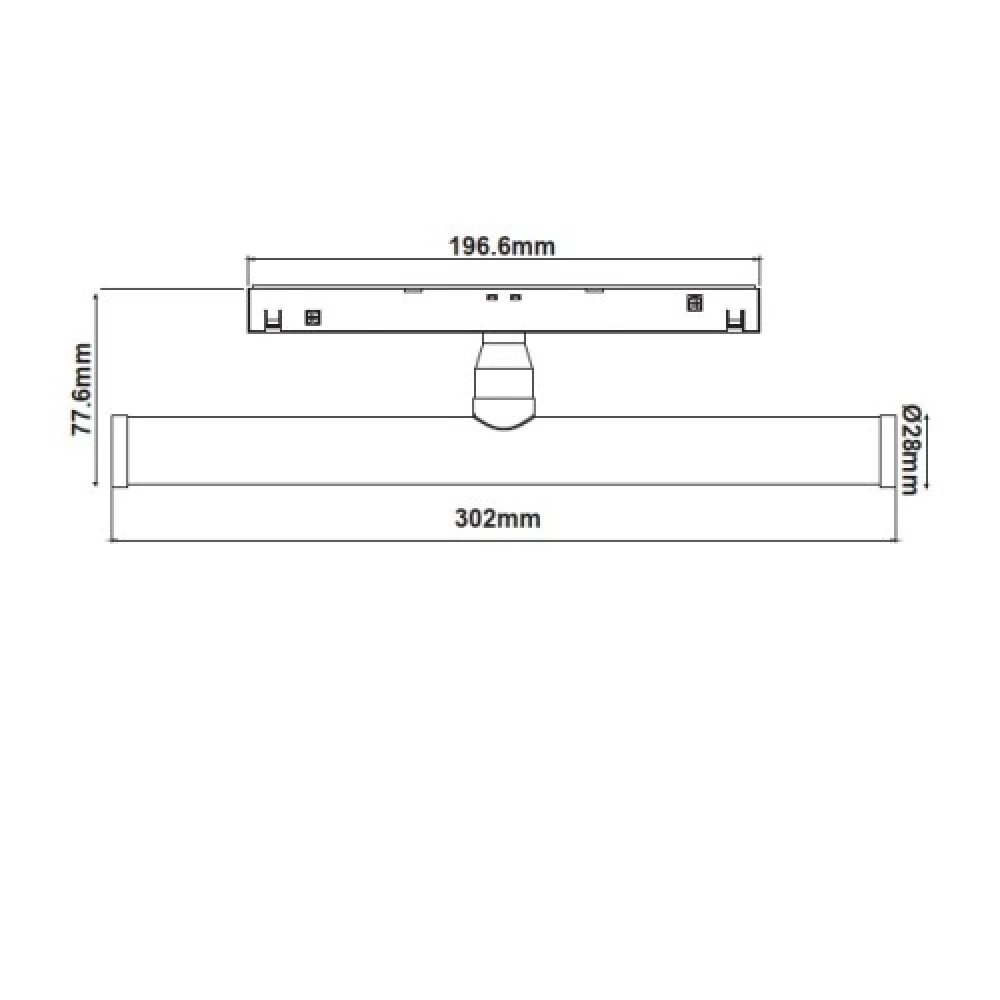 ΛΕΥΚΟ ΜΑΤ ΜΑΓΝΗΤΙΚΟ ΦΩΤΙΣΤΙΚΟ 48V DC 6W 4000K 600LM 150° Χ 100° OSRAM RA90 Φ28Χ300MM