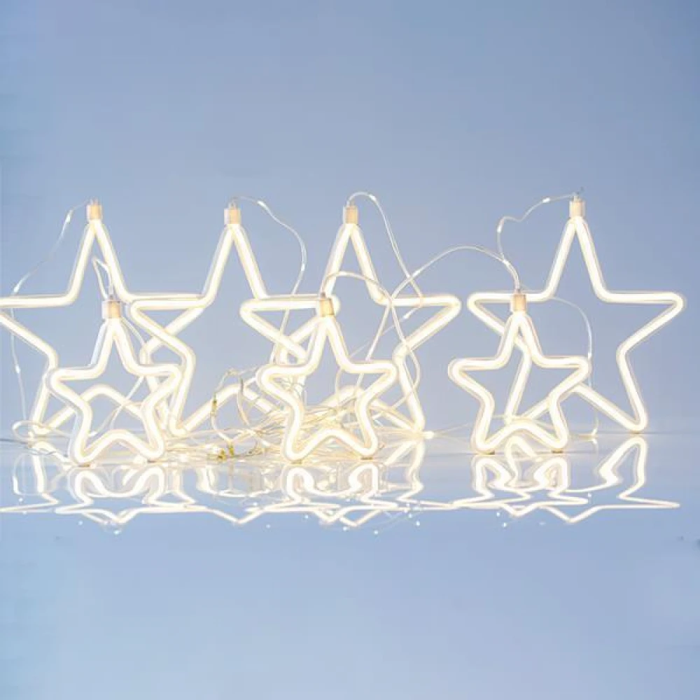 ΚΟΥΡΤΙΝΑ ΜΕ 47 MINI LED ΚΑΙ ΜΕ 4 ΜΕΓΑΛΑ ΑΣΤΕΡΙΑ 18cm ΚΑΙ 3 ΜΙΚΡΑ ΑΣΤΕΡΙΑ 14cm, ΑΣΗΜΙ ΧΑΛΚΙΝΟ ΚΑΛΩΔΙΟ ΚΑΙ ΘΕΡΜΗ ΛΕΥΚΗ NEON ΦΩΤΟΣΩΛΗΝΑ, (150x108cm),ΙΡ44 Magc Christmas