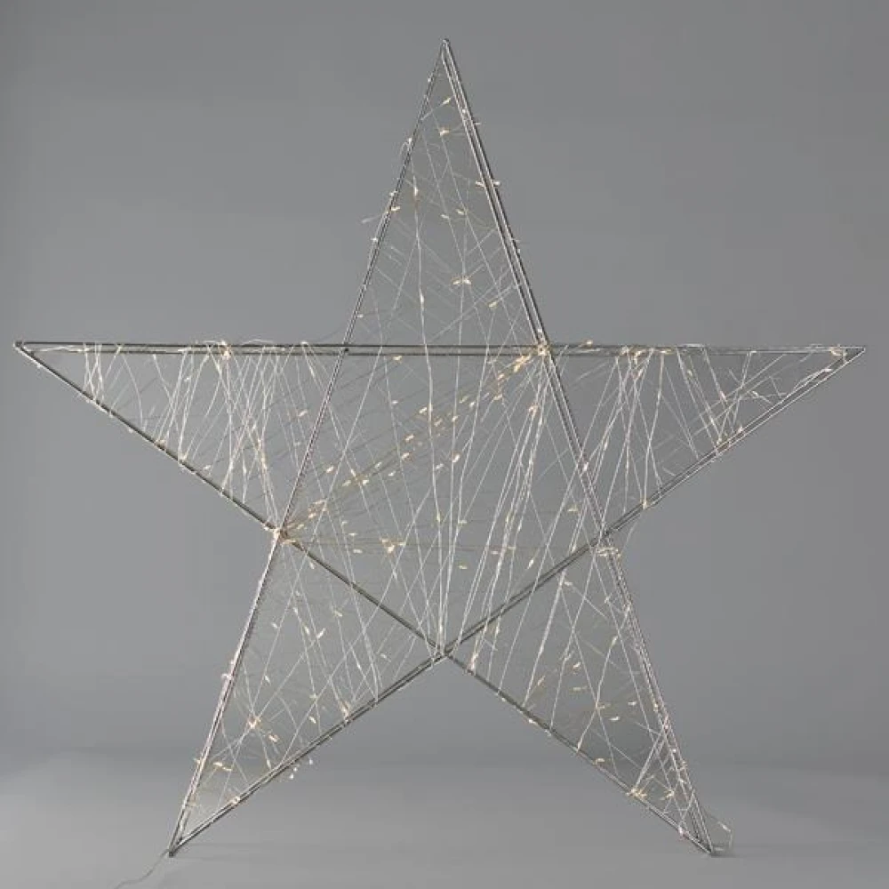 ΑΣΤΕΡΙ ΦΩΤΙΖΟΜΕΝΟ 78cm, 240 LED, ΜΕΤΑΣΧΗΜΑΤΙΣΤΗ, ΑΣΗΜΙ ΜΕΤΑΛΛΙΚΟΣ ΣΚΕΛΕΤΟΣ, ΑΣΗΜΙ ΧΑΛΚΙΝΟ ΚΑΛΩΔΙΟ, ΘΕΡΜΟ ΛΕΥΚΟ LED, IP44