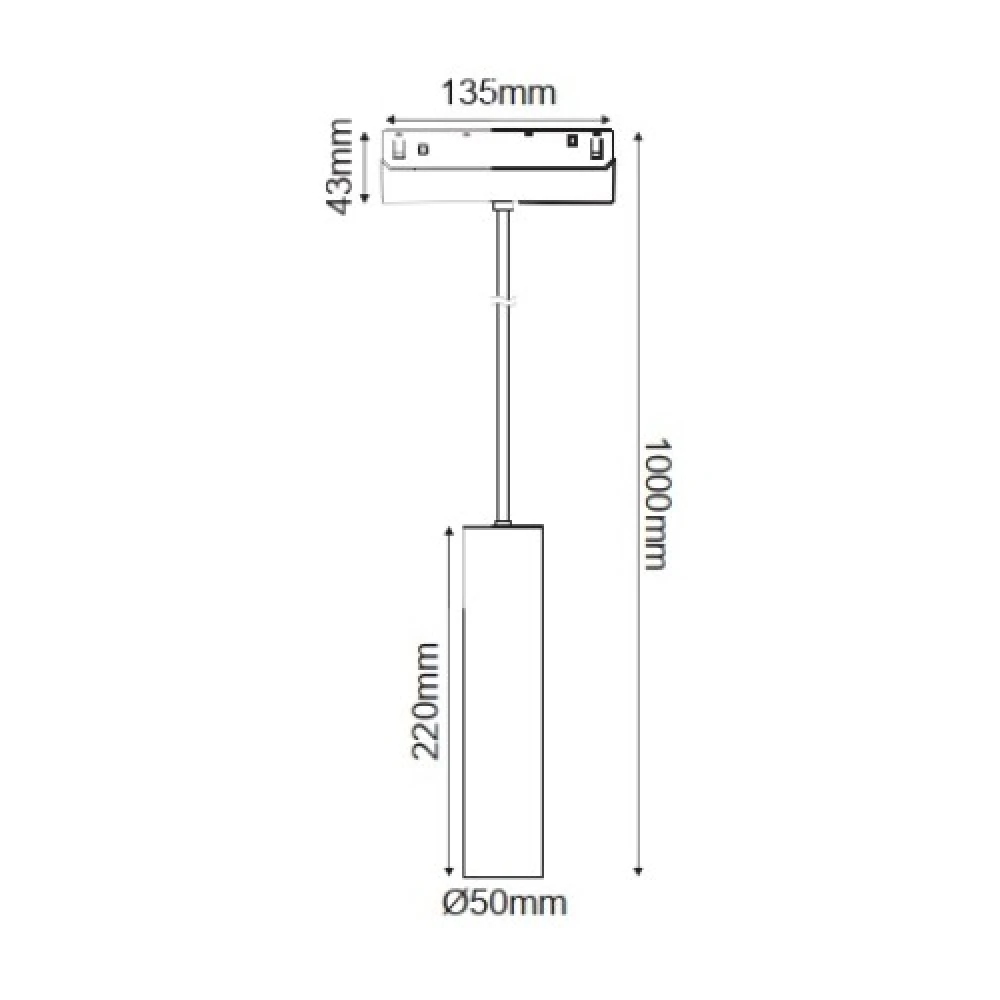 ΑΣΠΡΟ ΜΑΤ ΜΑΓΝΗΤΙΚΟ ΚΡΕΜΑΣΤΟ ΦΩΤΙΣΤΙΚΟ 48V DC 9W 3000K 950LM 36° OSRAM RA90 Φ50*220MM