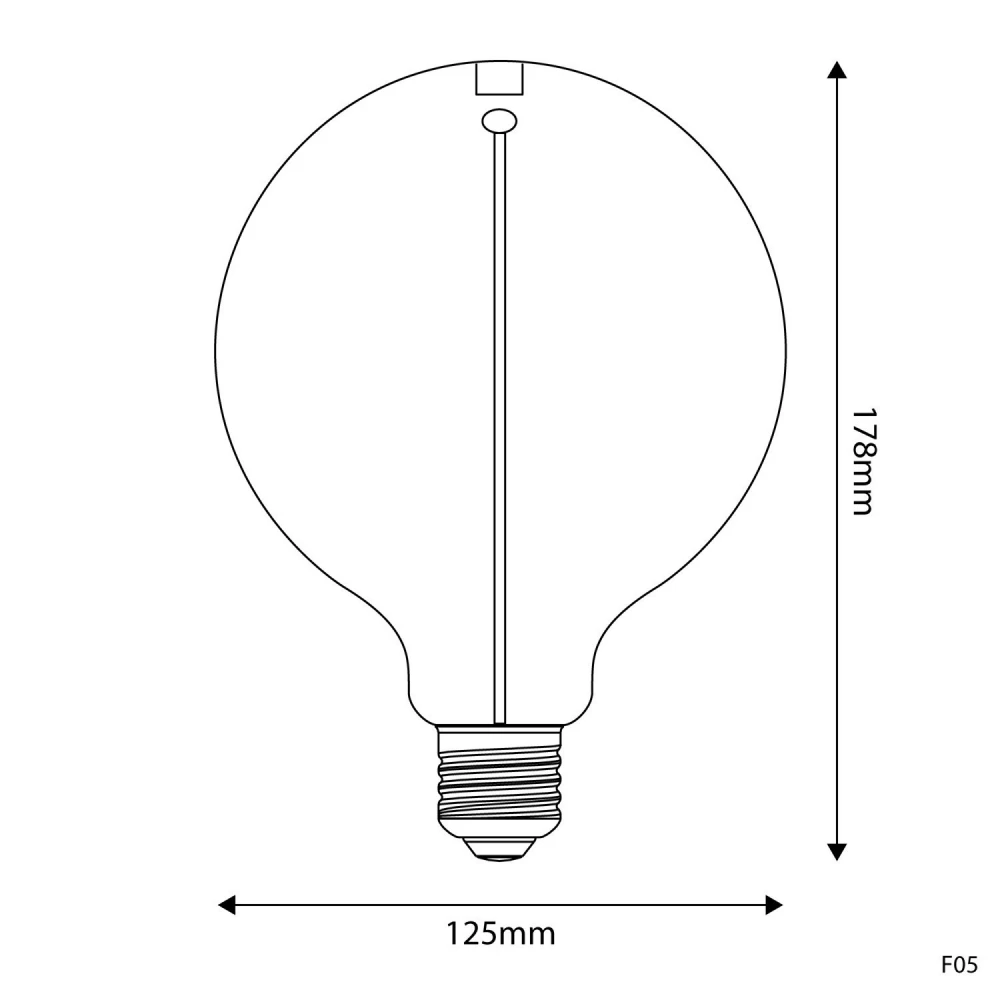 LED Λαμπτήρας Μαγνητικού Νήματος F05 Γλόμπος G125 Φιμέ 2,2W 60Lm E27 1800K