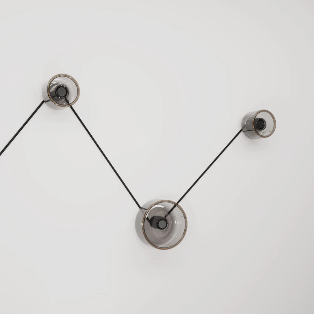 Φωτιστικό Τοίχου Spostaluce με Μαύρο Καλωδίο και 3 λάμπες Ghost - Creative Cables