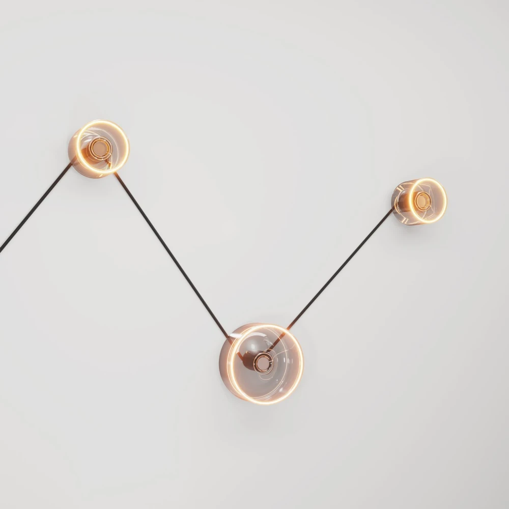 Φωτιστικό Τοίχου Spostaluce με Μαύρο Καλωδίο και 3 λάμπες Ghost - Creative Cables