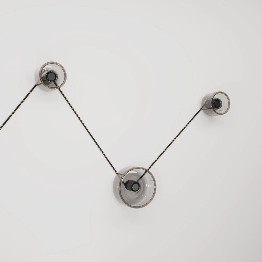 Φωτιστικό Τοίχου Spostaluce με Καλωδίο Μαύρο-Χρυσό και 3 λάμπες Ghost - Creative Cables