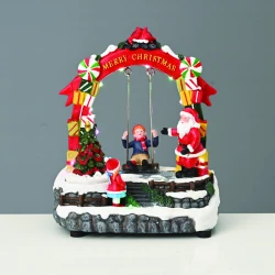 Χριστουγεννιάτικη Φωτιζόμενη Διακοσμητική Παράσταση Μπαταρίας με Μουσική και Κίνηση 22x19x13.5cm