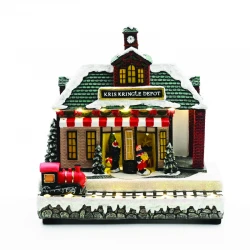 Χριστουγεννιάτικο Φωτιζόμενο Διακοσμητικό Σπιτάκι Μπαταρίας με Μουσική και Κίνηση 25x24.5x13.5cm