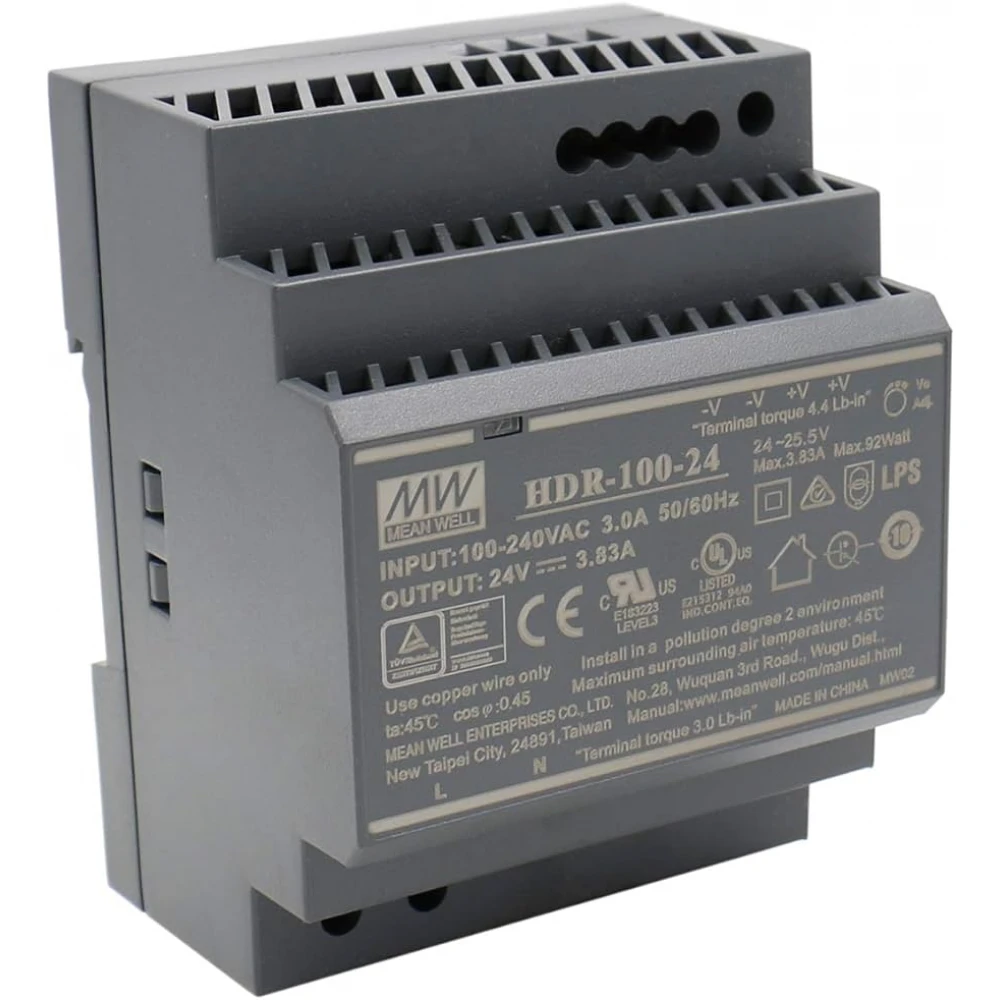 HDR-100-24 ΤΡΟΦΟΔΟΤΙΚΟ ΡΑΓΑΣ 24V 92W/3.83A MEANWELL