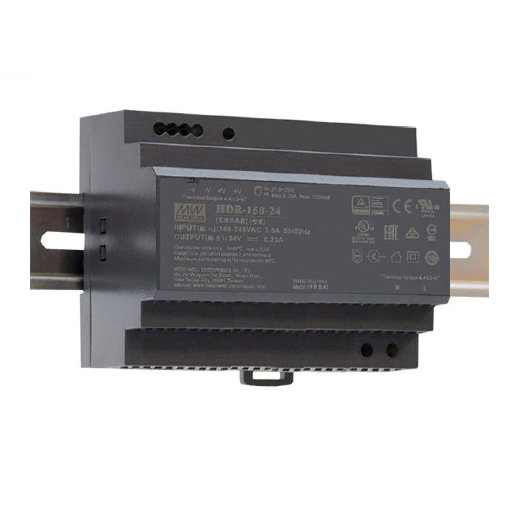 HDR-150-24 ΤΡΟΦΟΔΟΤΙΚΟ ΡΑΓΑΣ 24V 150W/6.25A MEANWELL