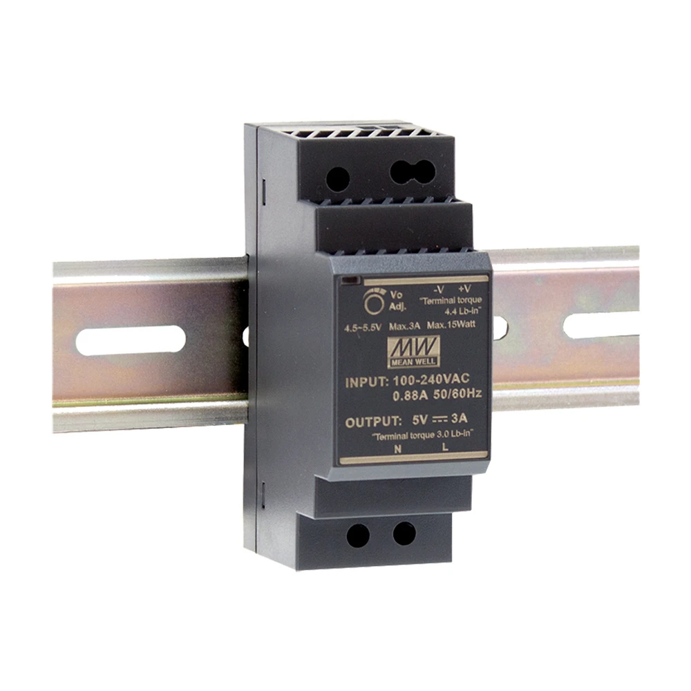 HDR-30-5 ΤΡΟΦΟΔΟΤΙΚΟ ΡΑΓΑΣ 5V 15W/3A MEANWELL