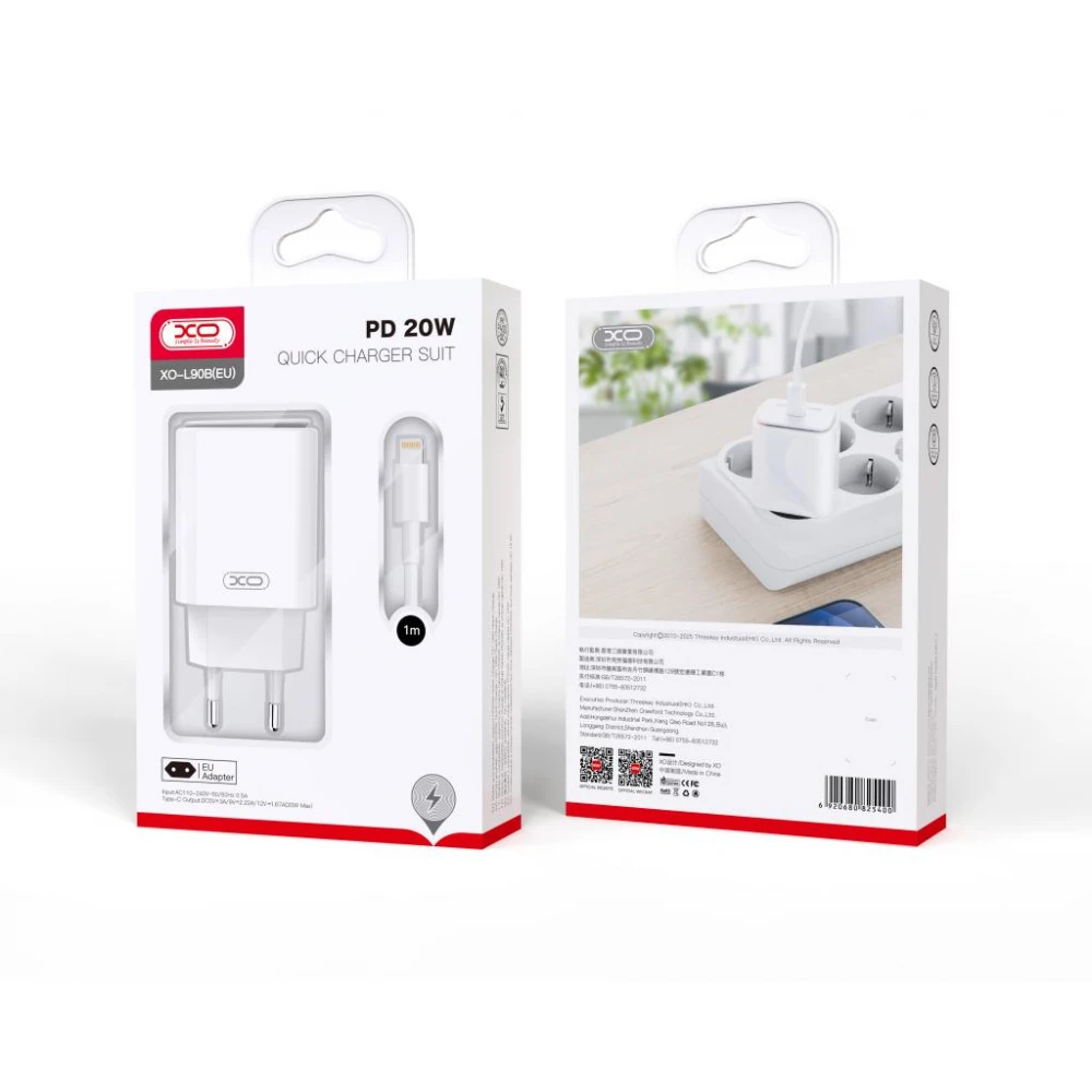 XO-L90B LIGHTNING ΤΡΟΦΟ∆ΟΤΙΚO-ΤΑΧΥΦΟΡΤΙΣΤΗΣ PD 20W ΜΕ ΜΕ ΚΑΛΩΔΙΟ LIGHTNING