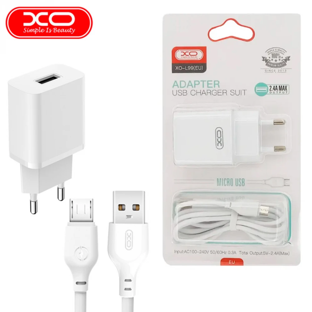 XO-L99 MICRO USB ΤΡΟΦΟΔΟΤΙΚO-ΦΟΡΤΙΣΤΗΣ 5V 2.4A ME ΚΑΛΩΔΙΟ MICRO USB AMARAD