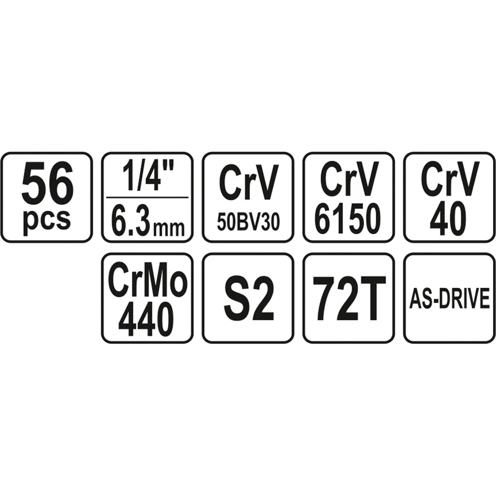ΚΑΡΥΔΑΚΙΑ ΚΑΣΕΤΙΝΑ CrV 1/4” - 56 ΤΜΧ YT-14501