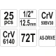 ΚΑΡΥΔΑΚΙΑ  ΣΕΤ ΚΑΣΤ CrV 1/2” - 25 ΤΜΧ YT-38741
