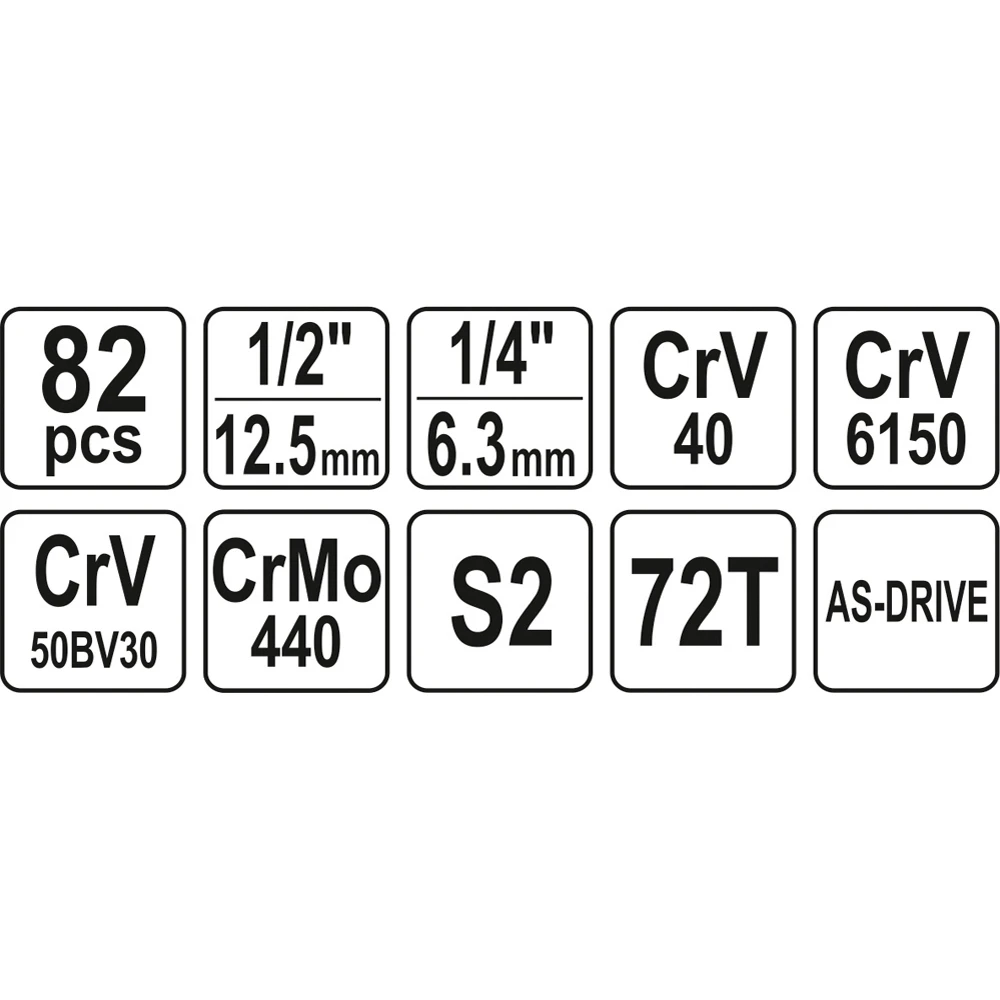 ΚΑΡΥΔΑΚΙΑ  ΚΑΣΕΤΙΝΑ 1/4” & 1/2” - 82 ΤΜΧ YT-12691