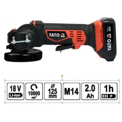 ΓΩΝΙΑΚΟΣ ΤΡΟΧΟΣ ΜΠΑΤΑΡΙΑΣ 18V 125MM 2Ah YT-82826