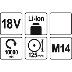 ΓΩΝΙΑΚΟΣ ΤΡΟΧΟΣ18V 125mm SOLO YT-82827