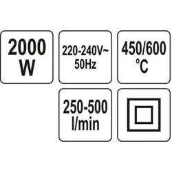 ΠΙΣΤΟΛΙ ΘΕΡΜΟΥ ΑΕΡΑ 2000W 450-600C YT-82294