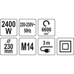 ΓΩΝΙΑΚΟΣ ΤΡΟΧΟΣ 2400W 230MM YT-82105