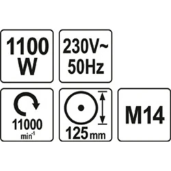 ΓΩΝΙΑΚΟΣ ΤΡΟΧΟΣ 1100W 125MM YT-82100