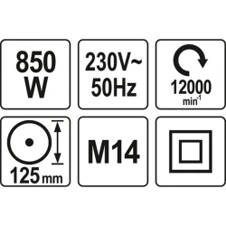 ΓΩΝΙΑΚΟΣ ΤΡΟΧΟΣ 850W 125MM YT-82097