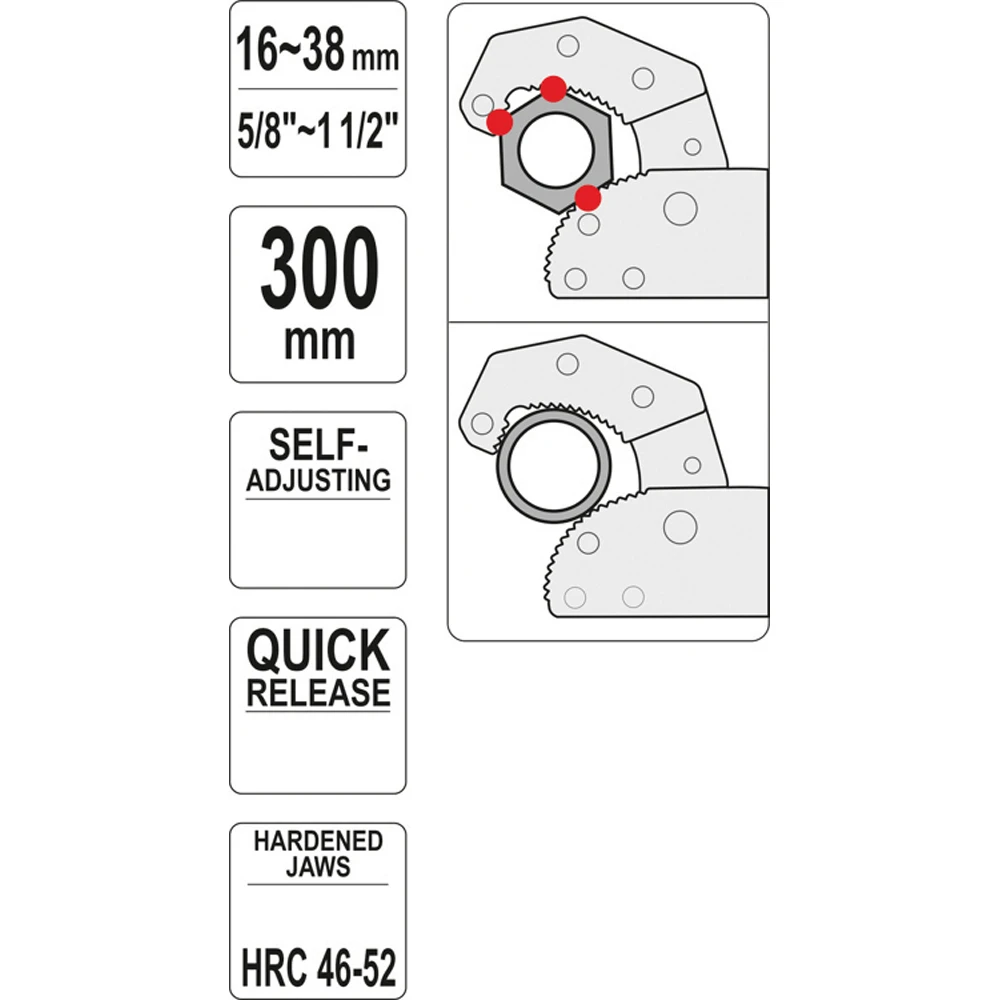 ΤΣΙΜΠΙΔΑ ΥΔΡΑΥΛΙΚΩΝ ΡΥΘΜΙΖΟΜΕΝΗ 16-38mm(300MM) YT-22005