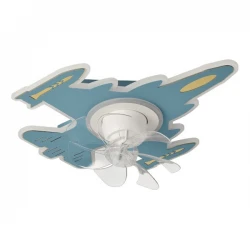 ΑΝΕΜΙΣΤΗΡΑΣ ΟΡΟΦΗΣ ΠΑΙΔΙΚΟΣ ΑΕΡΟΠΛΑΝΟ ΜΠΛΕ 24W ΜΕ LED ΦΩΣ 63W ΚΑΙ ΚΟΝΤΡΟΛ EUROLAMP