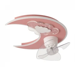 ΑΝΕΜΙΣΤΗΡΑΣ ΟΡΟΦΗΣ ΠΑΙΔΙΚΟΣ ΦΕΓΓΑΡΙ ΡΟΖ 24W ΜΕ LED ΦΩΣ 41W ΚΑΙ ΚΟΝΤΡΟΛ EUROLAMP