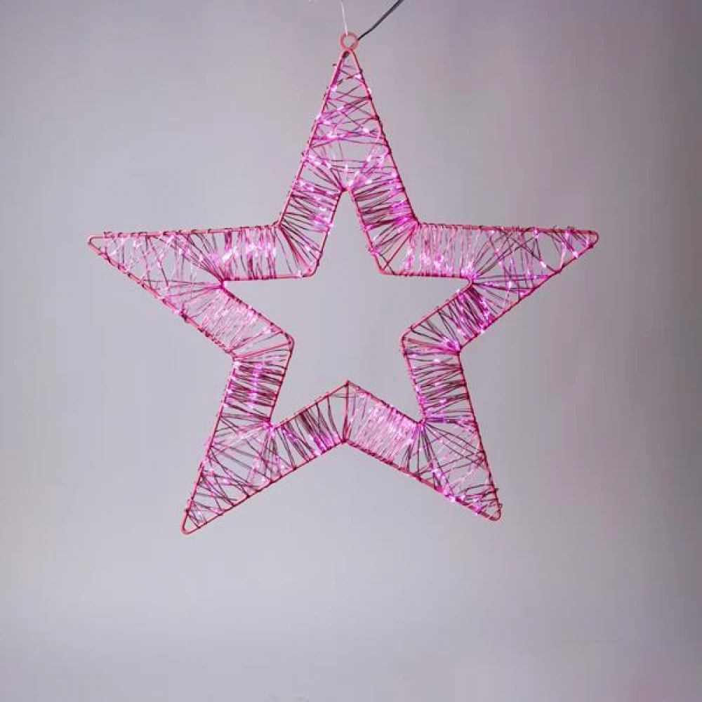 ΑΣΤΕΡΙ ΦΩΤΙΖΟΜΕΝΟ 45cm, 260 ΜΙΝΙ LED, 4,5V ΜΕΤΑΣΧΗΜΑΤΙΣΤΗ, ΡΟΖ ΜΕΤΑΛΛΙΚΟΣ ΣΚΕΛΕΤΟΣ, ΡΟΖ ΧΑΛΚΙΝΟ ΚΑΛΩΔΙΟ, ΡΟΖ ΜΙΝΙ LED, ΠΡΟΕΚΤΑΣΗ ΠΑΡΟΧΗΣ 5m, IP44