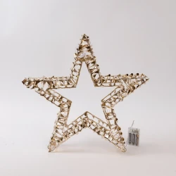 ΦΩΤΙΖΟΜΕΝΟ ΑΣΤΕΡΙ ΧΡΥΣΟ 38cm, 40 LED, ΜΠΑΤΑΡΙΑΣ 3XAA, TIMER, ΑΣΗΜΙ ΧΑΛΚΙΝΟ ΚΑΛΩΔΙΟ, ΘΕΡΜΟ ΛΕΥΚΟ LED, ΠΡΟΕΚΤΑΣΗ ΠΑΡΟΧΗΣ 30cm, IP20