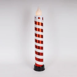 ΚΕΡΙ ΦΩΤΙΖΟΜΕΝΟ 14x82cm, ΚΟΚΚΙΝΟ & ΑΣΠΡΟ, ΜΕ ΚΙΝΗΣΗ ΣΤΗ ΦΛΟΓΑ, ΜΠΑΤΑΡΙΑΣ 3xAA, TIMER, 6 ΘΕΡΜΑ ΛΕΥΚΑ LED, IP44
