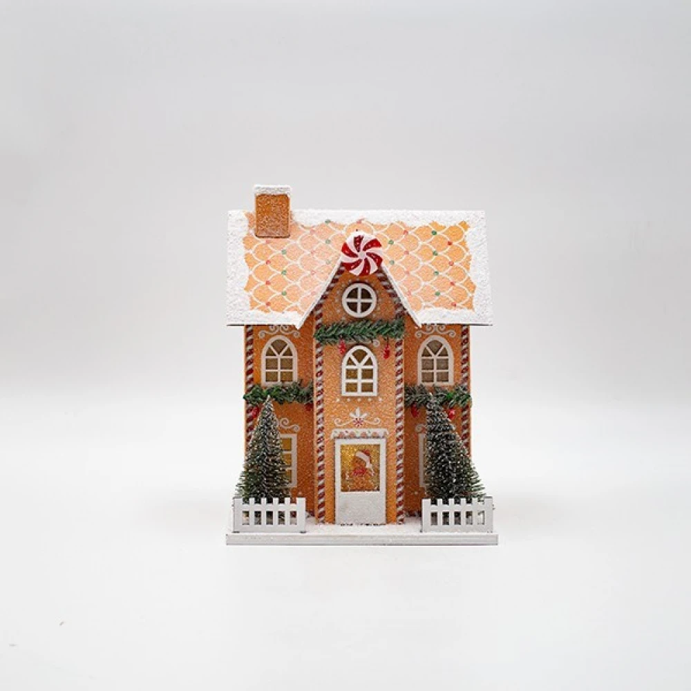 ΧΑΡΤΙΝΟ ΣΠΙΤΑΚΙ, ΜΠΕΖ ΜΕ CANDY, ΦΩΤΙΖΟΜΕΝΟ, 15.5x12x20.5cm