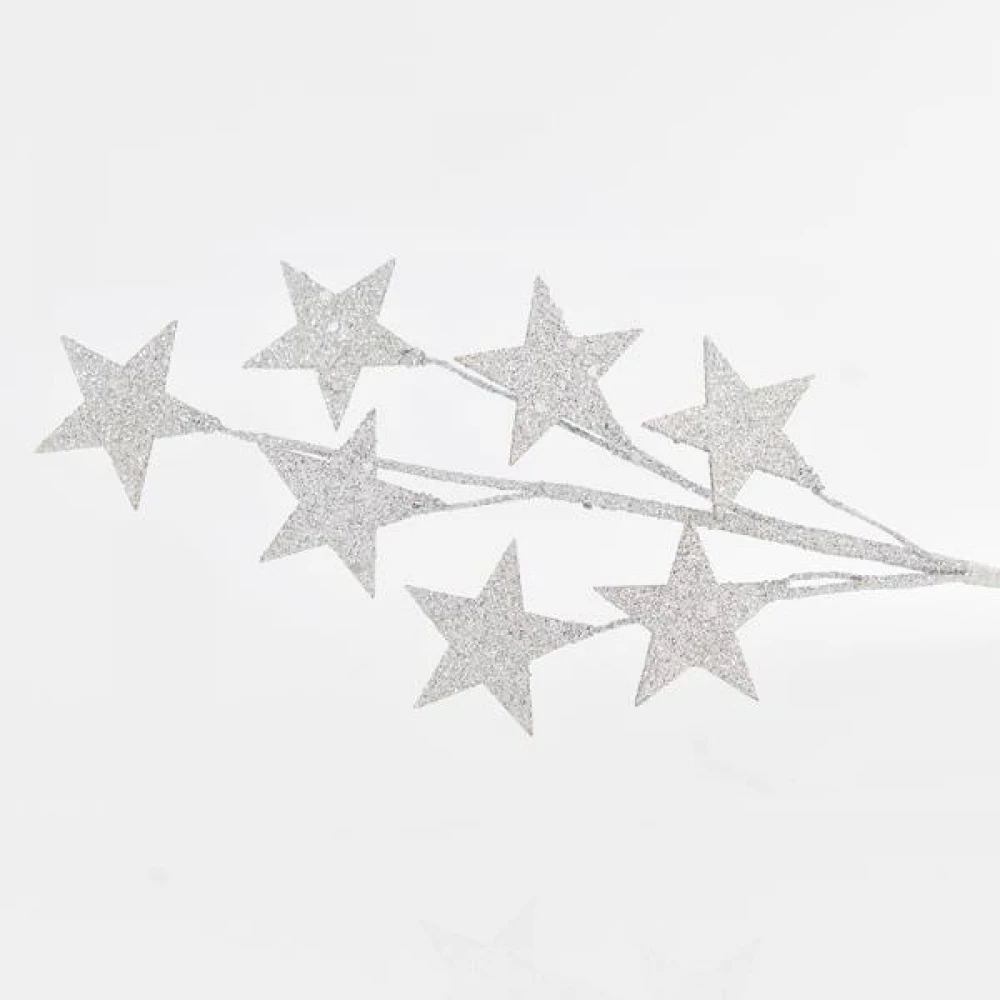 ΚΛΑΔΙ ΜΕ ΑΣΗΜΙ GLITTER ΑΣΤΕΡΙΑ, 46cm