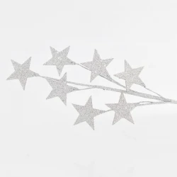 ΚΛΑΔΙ ΜΕ ΑΣΗΜΙ GLITTER ΑΣΤΕΡΙΑ, 46cm