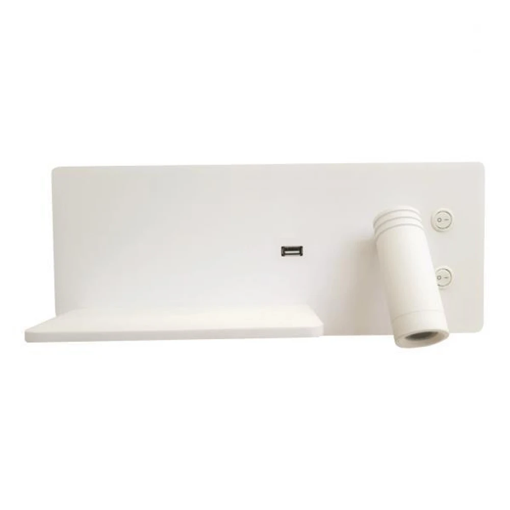 ΑΠΛΙΚΑ ΚΡΕΒΑΤΙΟΥ ΑΝΑΓΝΩΣΗΣ "NEFELI" 8W & 3W LED & USB 3000K ΛΕΥΚΟ PRO