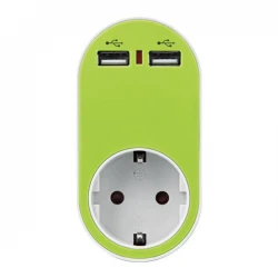 ΑΝΤΑΠΤΟΡΑΣ ΣΟΥΚΟ ΜΕ 2 USB ΠΡΑΣΙΝΟ ΜΕ ΠΡΟΣΤΑΣΙΑ ΕΠΑΦΩΝ
