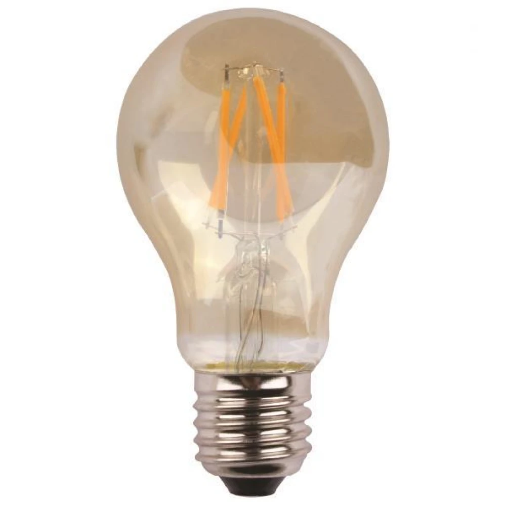 ΛΑΜΠΑ ΚΟΙΝΗ LED CROSSED FILAMENT 7W E27 2400K 220-240V GOLD GLASS DIMMABLE EUROLAMP
