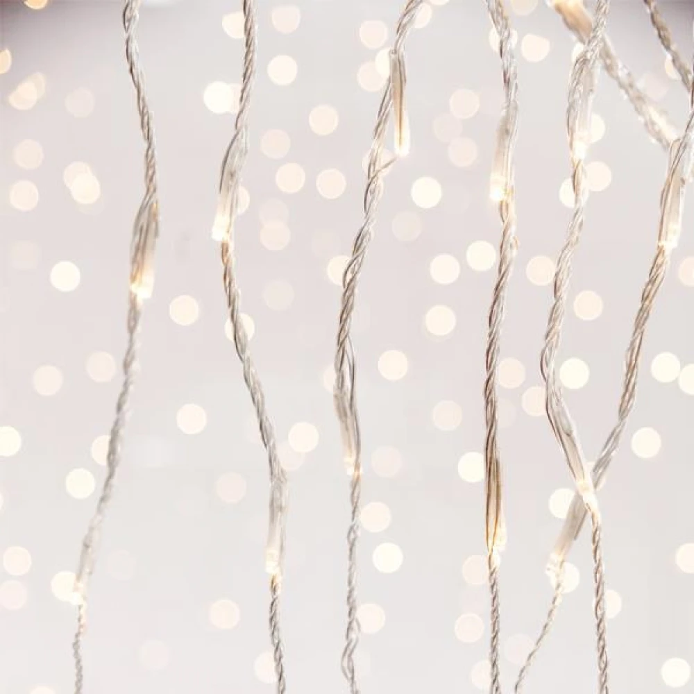 ΚΟΥΡΤΙΝΑ, 360 LED 3mm ΜΕ 4 ΕΠΕΚΤΑΣΕΙΣ ΕΩΣ 3 ΣΕΤ, ΔΙΑΦΑΝO PVC ΚΑΛΩΔΙΟ, 320 ΘΕΡΜΟ ΛΕΥΚΟ & 40 ΛΕΥΚΑ FLASH LED (H200 x W200cm) IP44