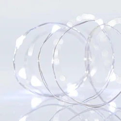 ΣΕΙΡΑ, 100 MINI LED, 3V, ΣΤΑΘΕΡΟ, ΜΕ ΜΕΤΑΣΧΗΜΑΤΙΣΤΗ, ΠΡΟΕΚΤΑΣΗ ΠΑΡΟΧΗΣ 500cm, ΑΣΗΜΙ ΧΑΛΚΟΣ, ΛΕΥΚΟ LED, ANA 10cm, ΙΡ44